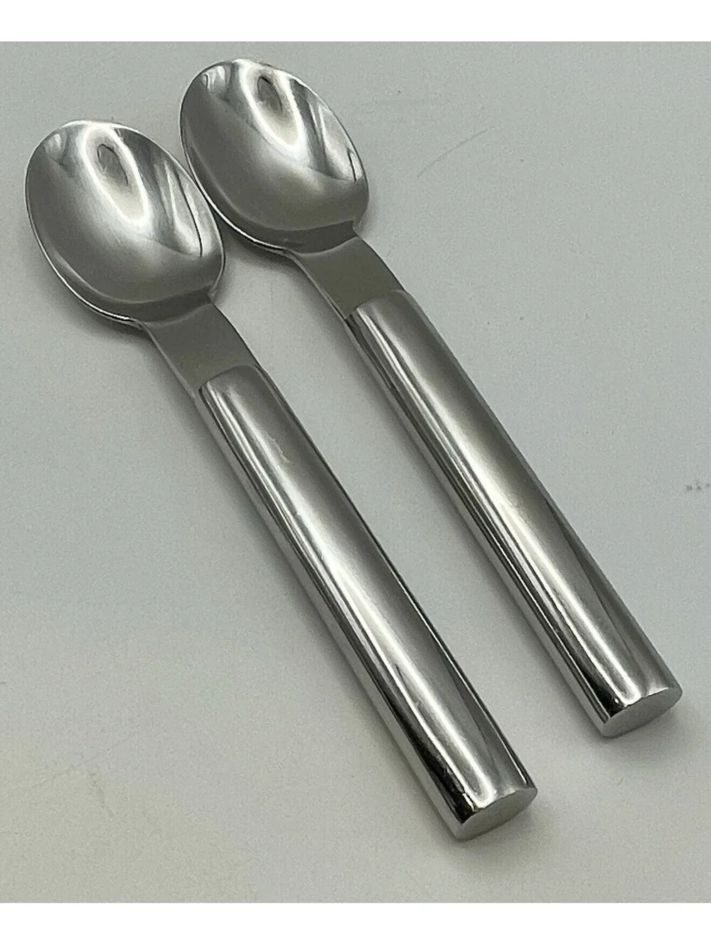 (2) Boda Nova OVAL STEEL 18-8 Stainless Korea Teaspoon Lot ~ 6.25”